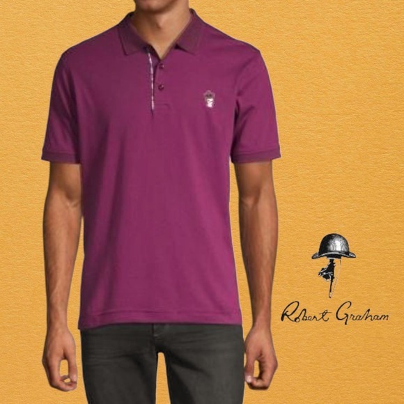Robert Graham Men's‎ Regal Skull Pima Cotton S/s Polo Shirt Berry 3XL - Picture 1 of 11